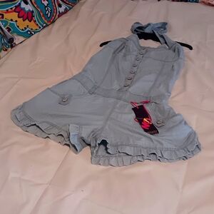 No absolutely authentic   blue denim halter back romper